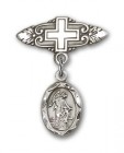 Baby Pin with Guardian Angel Charm and Badge Pin with Cross