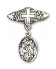 Pin Badge with St. Januarius Charm and Badge Pin with Cross