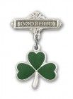 Baby Badge with Shamrock Charm and Godchild Badge Pin