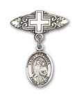 Pin Badge with St. Raphael the Archangel Charm and Badge Pin with Cross
