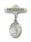 Pin Badge with St. Joan of Arc Charm and Godchild Badge Pin