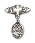 Pin Badge with Our Lady of Good Counsel Charm and Badge Pin with Cross