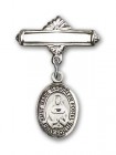 Pin Badge with Marie Magdalen Postel Charm and Polished Engravable Badge Pin