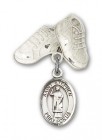 Pin Badge with St. Stephen the Martyr Charm and Baby Boots Pin