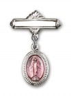 Baby Pin with Pink Miraculous Charm and Polished Engravable Badge Pin