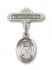 Pin Badge with St. Grace Charm and Godchild Badge Pin