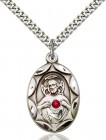 Oval Etched Scapular Pendant with Birthstone Options