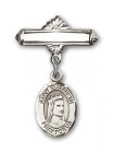 Pin Badge with St. Elizabeth of Hungary Charm and Polished Engravable Badge Pin