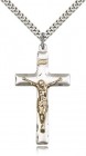 Classic Matte Crucifix Pendant Two-Tone