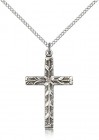 Modern Floral Accent Cross Necklace