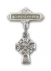 Baby Badge with Celtic Cross Charm and Godchild Badge Pin