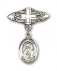 Pin Badge with St. Paul the Apostle Charm and Badge Pin with Cross