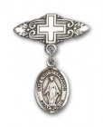 Pin Badge with Our Lady of Lebanon Charm and Badge Pin with Cross