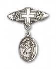 Pin Badge with St. Augustine Charm and Badge Pin with Cross
