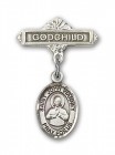 Pin Badge with St. John Vianney Charm and Godchild Badge Pin
