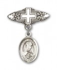 Pin Badge with St. Sarah Charm and Badge Pin with Cross