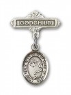 Baby Badge with Footprints Cross Charm and Godchild Badge Pin