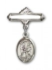 Pin Badge with St. Zita Charm and Polished Engravable Badge Pin