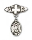Pin Badge with St. Hubert of Liege Charm and Badge Pin with Cross