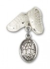 Pin Badge with St. Isidore the Farmer Charm and Baby Boots Pin