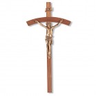 Arched Walnut Wood Wall Crucifix - 9 inch