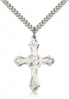 Women's Budded Edge Floral Center Cross Pendant