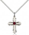 Youth Etched Cross Pendant with Birthstone Options