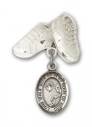 Baby Badge with Footprints Cross Charm and Baby Boots Pin
