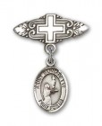 Pin Badge with St. Bernadette Charm and Badge Pin with Cross