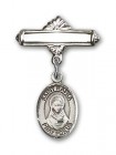 Pin Badge with St. Rafka Charm and Polished Engravable Badge Pin