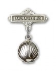 Baby Pin with Shell Charm and Godchild Badge Pin