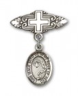 Pin Badge with Footprints Cross Charm and Badge Pin with Cross