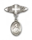 Pin Badge with St. Thomas the Apostle Charm and Badge Pin with Cross