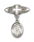 Pin Badge with St. Margaret Mary Alacoque Charm and Badge Pin with Cross