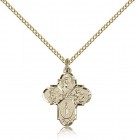 Girl's Dainty 4-Way Pendant with Flower Center