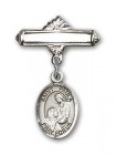 Pin Badge with St. Paula Charm and Polished Engravable Badge Pin