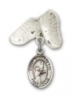 Pin Badge with St. Bernadette Charm and Baby Boots Pin