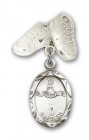 Baby Pin with Baptism Charm and Baby Boots Pin