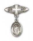 Pin Badge with St. Patrick Charm and Badge Pin with Cross