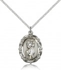 Floral Border Oval St. Christopher Necklace