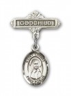 Pin Badge with St. Louise de Marillac Charm and Godchild Badge Pin