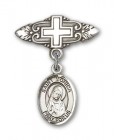 Pin Badge with St. Monica Charm and Badge Pin with Cross