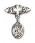 Pin Badge with St. Giles Charm and Badge Pin with Cross