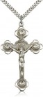 Large Men's Rosebud Tip Crucifix Pendant
