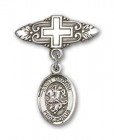 Pin Badge with St. George Charm and Badge Pin with Cross