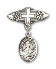 Pin Badge with St. Gemma Galgani Charm and Badge Pin with Cross