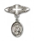 Pin Badge with St. Alice Charm and Badge Pin with Cross