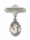 Pin Badge with St. Brendan the Navigator Charm and Godchild Badge Pin