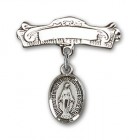 Baby Pin with Miraculous Charm and Arched Polished Engravable Badge Pin