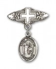 Pin Badge with St. Kenneth Charm and Badge Pin with Cross
